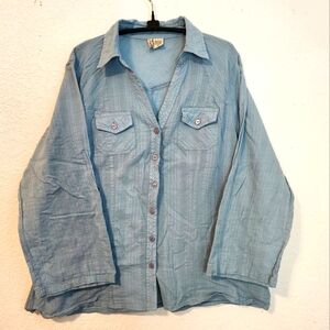 Love Potion Women's Blue Casual‎ Button-Down Blouse, Size XL
